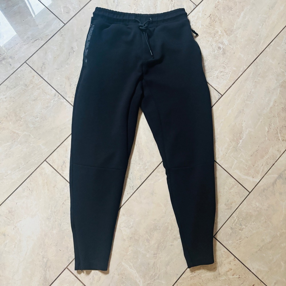 Zara Man Black Technical Jogger Pants Zipper Pockets Tapered Sweatpants Size M